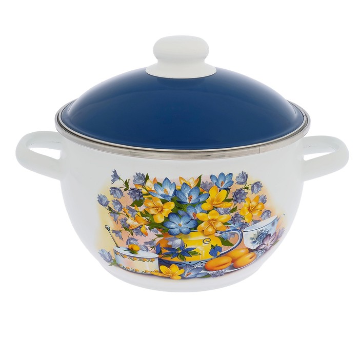 Кастрюля 4 л "Летний вечер", цвет белый