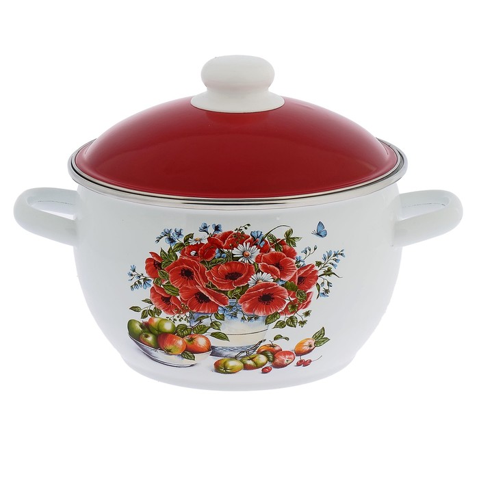 Кастрюля 4 л "Натюрморт", цвет белый