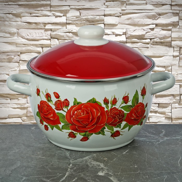 Кастрюля 4 л "Роза английская-2", цвет белый