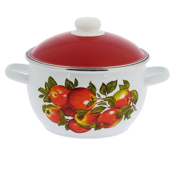 Кастрюля 4 л "Яблочный сезон", цвет белый