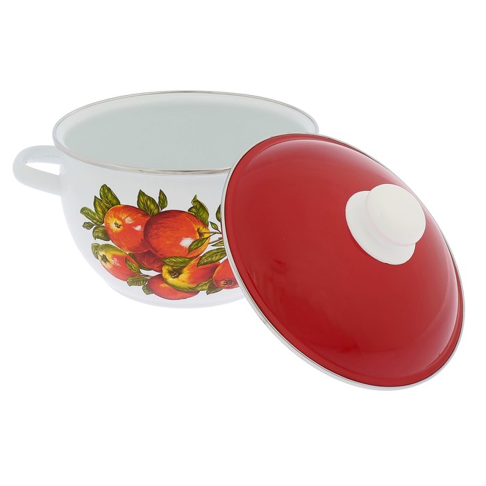 Кастрюля 4 л "Яблочный сезон", цвет белый