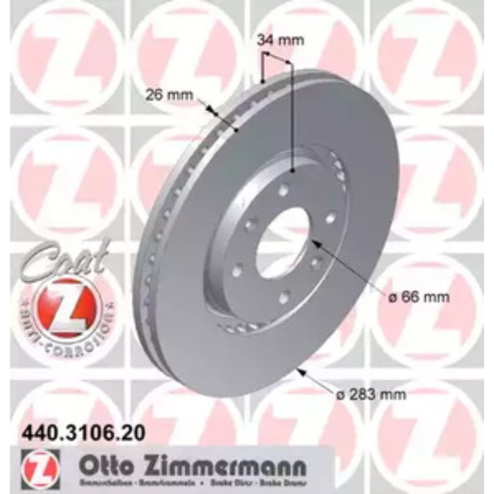 Диск тормозной ZIMMERMANN 440.3106.20