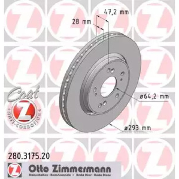 Диск тормозной ZIMMERMANN 280.3175.20