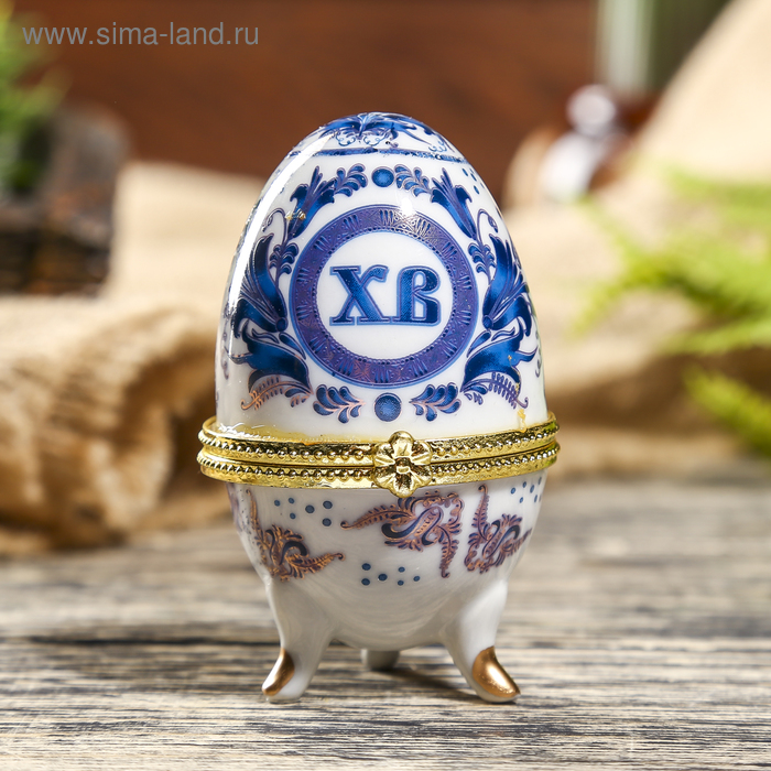 

Шкатулка "Гжель" мал 7,5х4,7 см