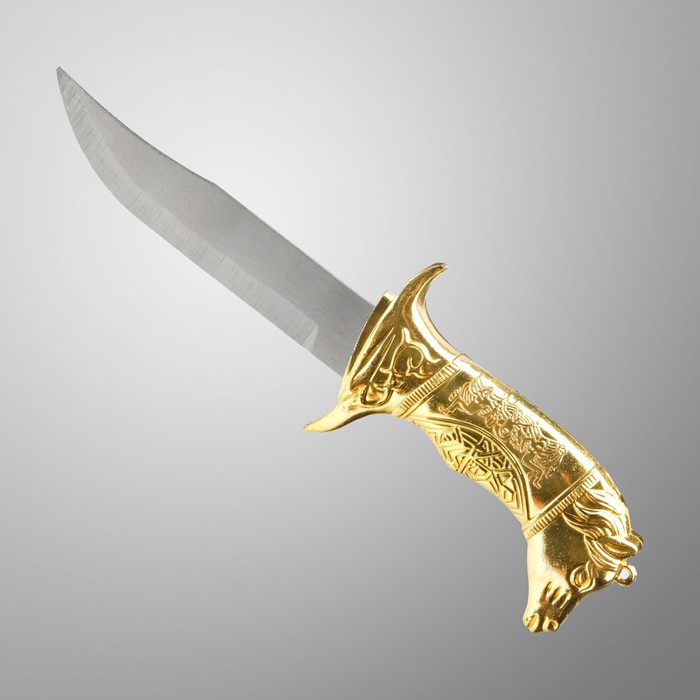 Сувенирный нож,19 см, рукоять в форме головы лошади, микс