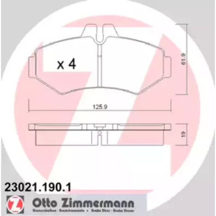 Колодки тормозные ZIMMERMANN 23021.190.1