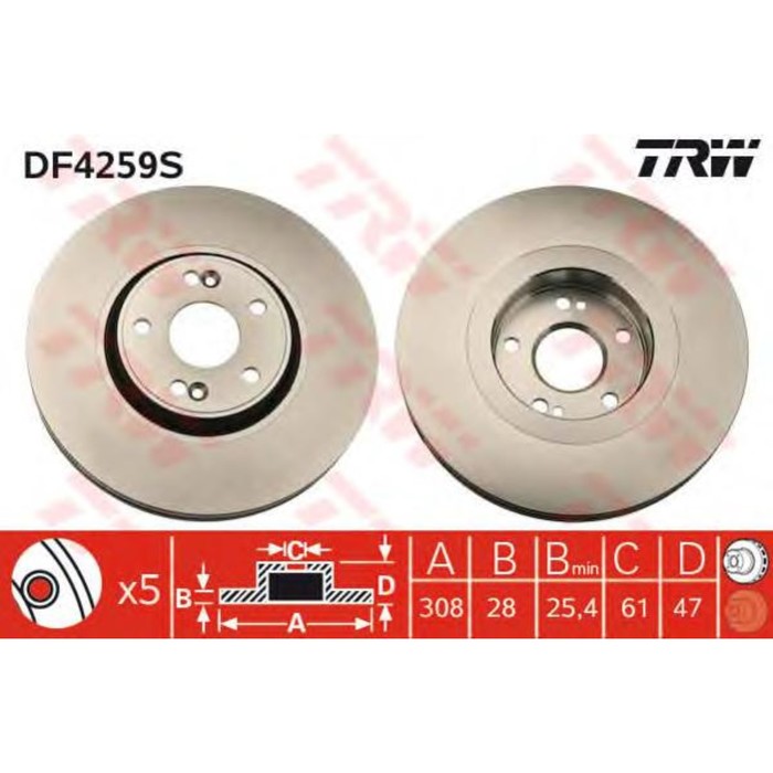 Диск тормозной  TRW DF4259S