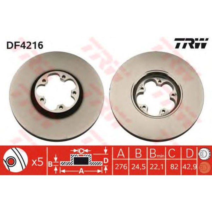 Диск тормозной  TRW DF4216