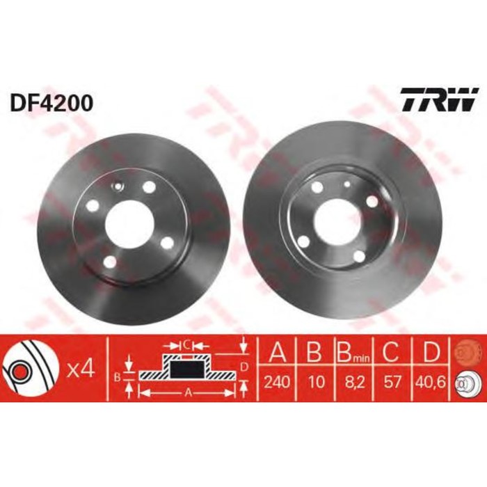 Диск тормозной  TRW DF4200