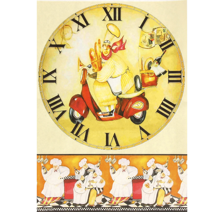 Декупажная карта "Циферблат с поварами" плотность 45г/м2  формат А4