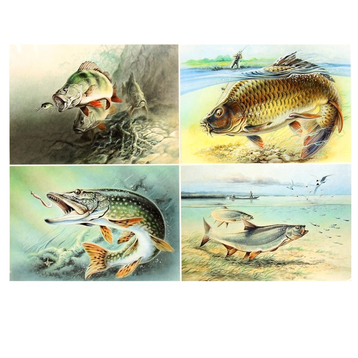 Декупажная карта "Огромные рыбы" плотность 45г/м2,  формат А4