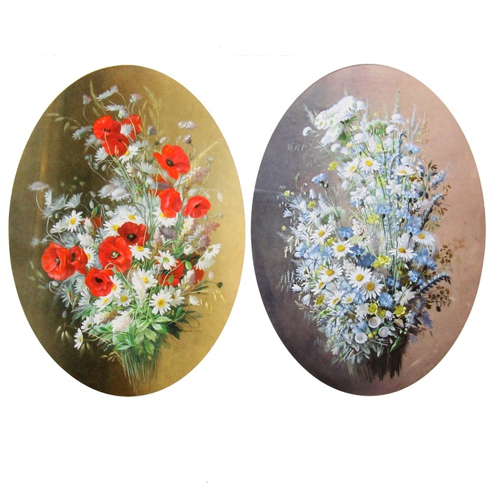 Декупажная карта "Медальоны с цветами" плотность 45г/м2, формат А4