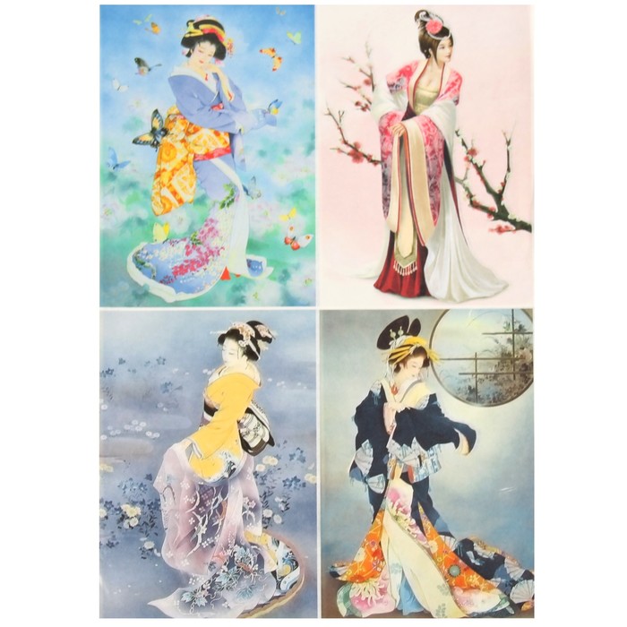 Декупажная карта "Японская девушка" плотность 45г/м2  формат А4