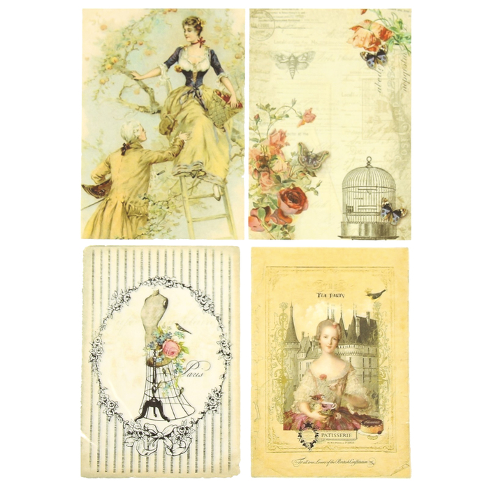 Декупажная карта "Винтажные карточки ассорти" плотность 45г/м2  формат А4