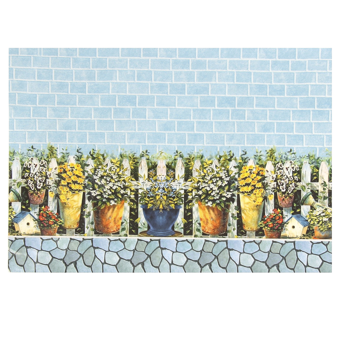 Декупажная карта "Цветочная изгородь" плотность 45г/м2  формат А4