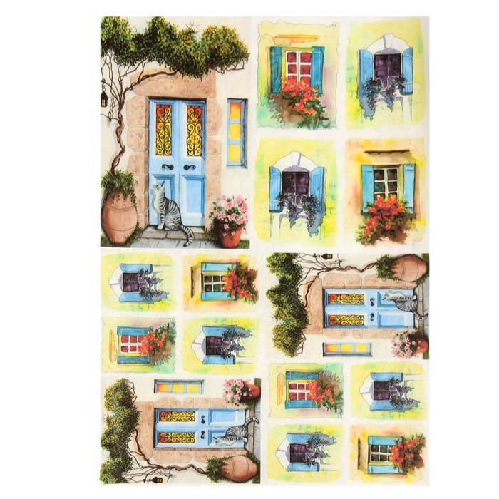 Декупажная карта "Окна и двери" плотность 45г/м2, формат А4