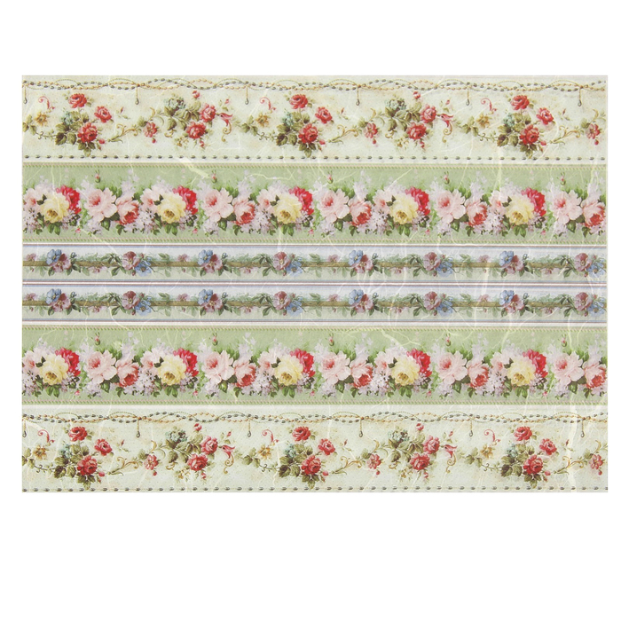 Рисовая декупажная карта "Цветочные бордюры" плотность 25г/м2  формат А4