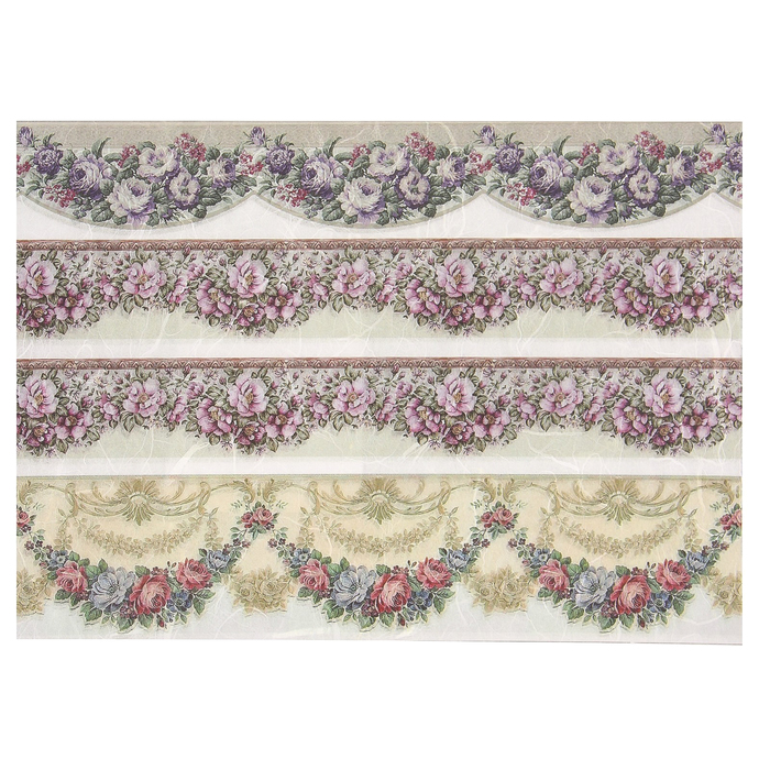 Рисовая декупажная карта "Цветочные фестоны" плотность 25г/м2, формат А4