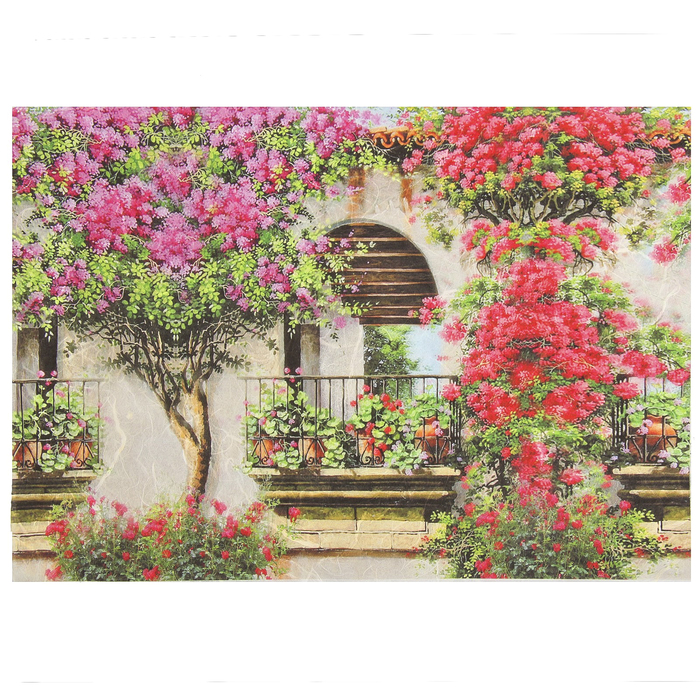 Рисовая декупажная карта "Увитый цветами балкон" плотность 25г/м2, формат А4