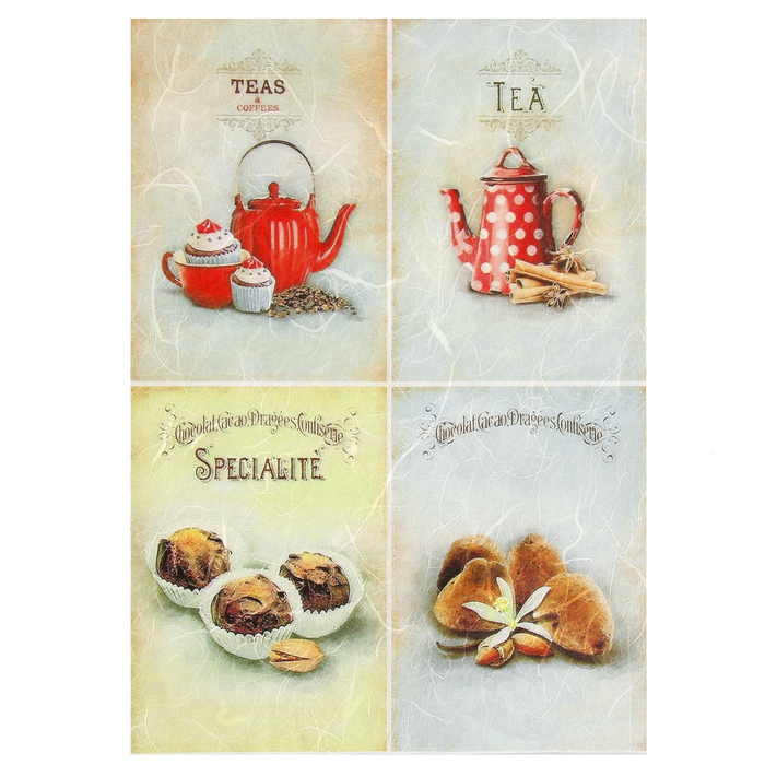 Рисовая декупажная карта "Сладости" плотность 25г/м2, формат А4