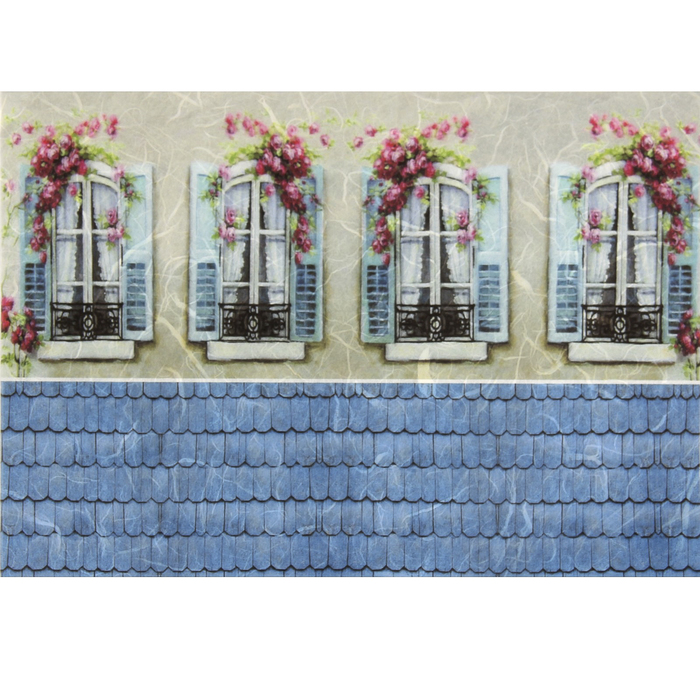 Рисовая декупажная карта "Окошки" плотность 25г/м2, формат А4