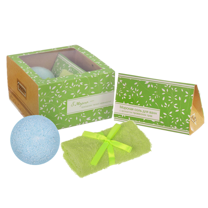 Подарочный набор "8 марта - праздник твоей нежности": соль, бурлящий шар, полотенце