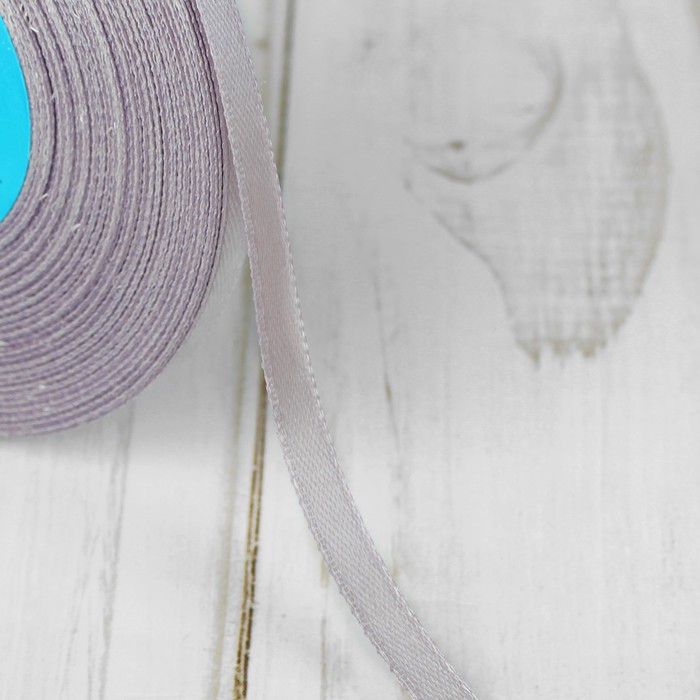 Лента атласная, 6мм, 33(±2)м, цвет светло-серый, №003