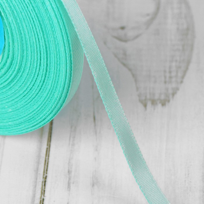 Лента атласная, 6мм, 33(±2)м, цвет мятный, №010