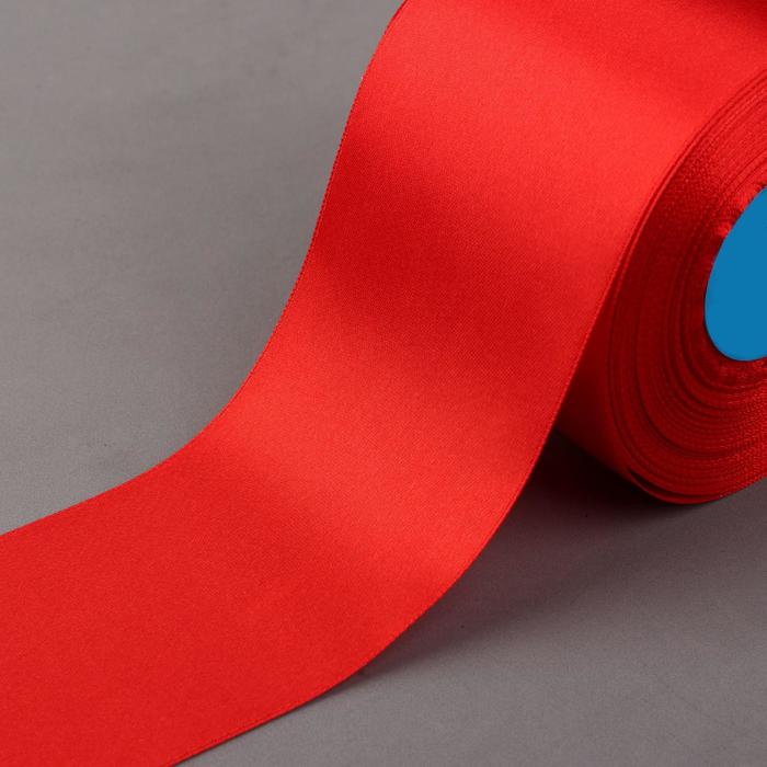 Лента атласная, 75мм, 33(±2)м, №026, цвет красный