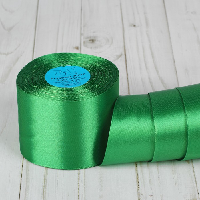 Лента атласная, 75мм, 33(±2)м, №157, цвет травяной