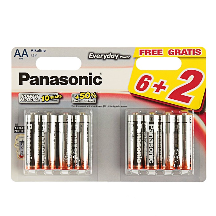 Батарейка алкалиновая Panasonic Everyday "Spider Man", AA, LR6-8BL, блистер, 8 шт.