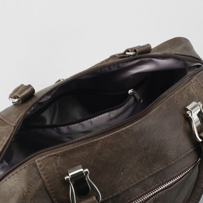 Сумка женская, отдел на молнии, наружный карман, длинный ремень, цвет коричневый