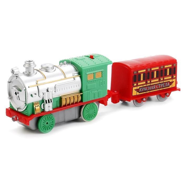 Железная дорога "Красная стрела", работает от батареек, световые и звуковые эффекты