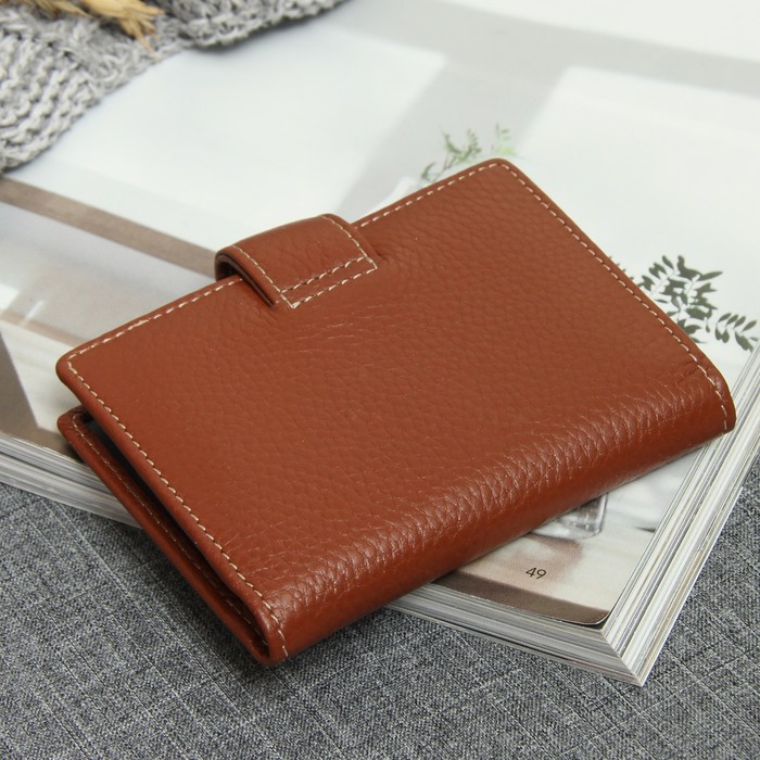 Футляр для карт вертикальный, 1 ряд, 24 листа, с хлястиком, цвет коричневый