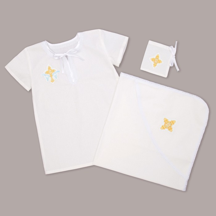 Набор крестильный для мальчика (рубашка, пелёнка, мешок), рост 86-92 (28), 1,5-2 года, бязь 289910