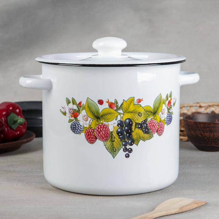 Кастрюля цилиндрическая 5,5 л, с декором, с пластмассовой ручкой