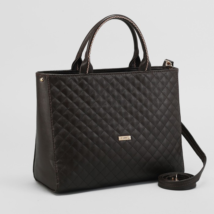 Сумка женская, отдел на молнии, наружный карман, длинный ремень, стёжка, цвет коричневый