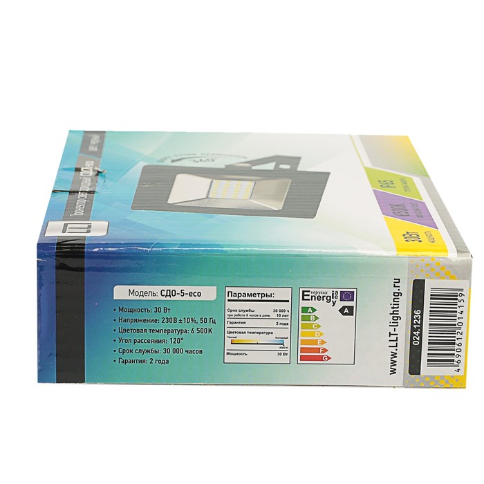 Прожектор светодиодный LLT СДО-5-30, 30 Вт, 230 В, 6500 К, 2250 Лм, IP65