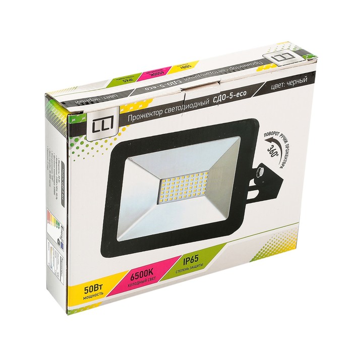 Прожектор светодиодный LLT СДО-5-50, 50 Вт, 230 В, 6500 К, 3750 Лм, IP65