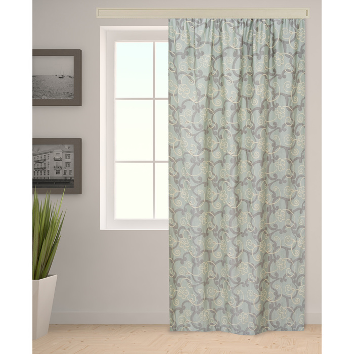 Штора портьерная "Этель" 135х270 см Возрождение голубой (вид 1),100% п/э