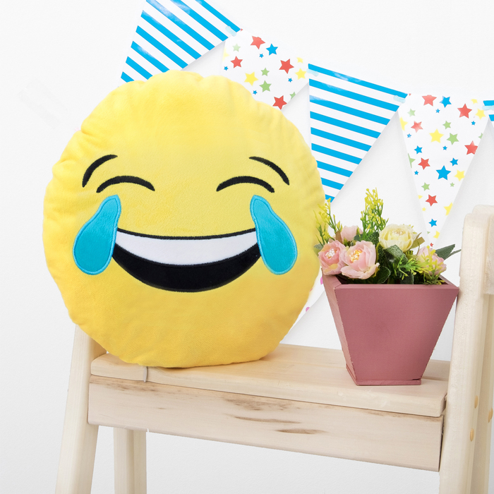 Подушка декоративная круглая "Смайл" Смех до слёз d 32 см