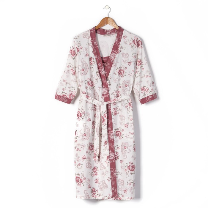 Комплект женский (халат, сорочка) П-07-01, цвет сухая роза/молочный, р-р 46