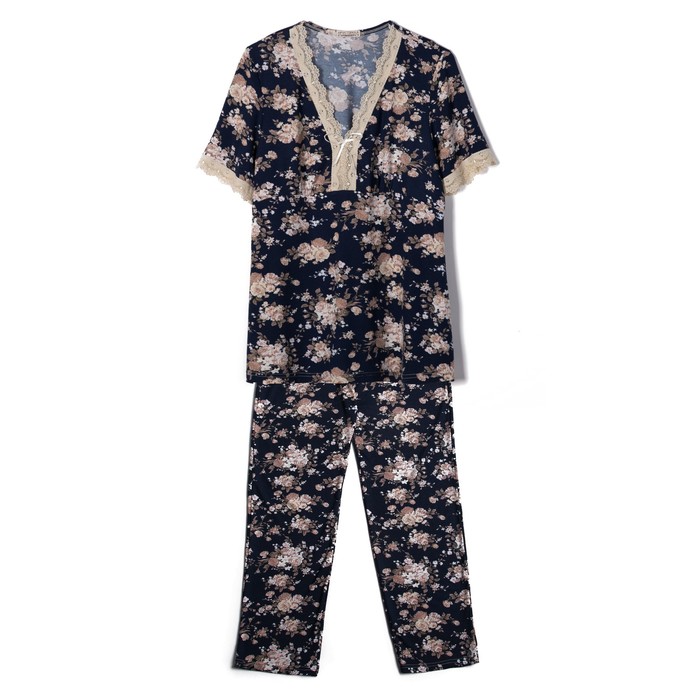 Комплект женский (футболка, брюки) К-60-05, цвет тёмно-синий, р-р 48   вискоза