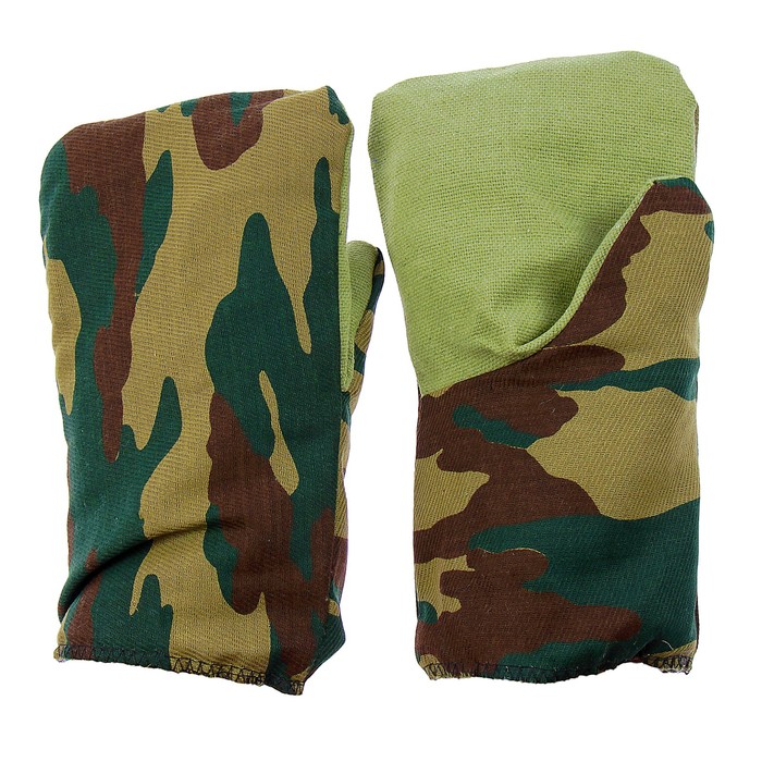 Рукавицы утеплённые, диагональ, бязь, утеплитель ватин, брезентовый наладонник, цвет хаки