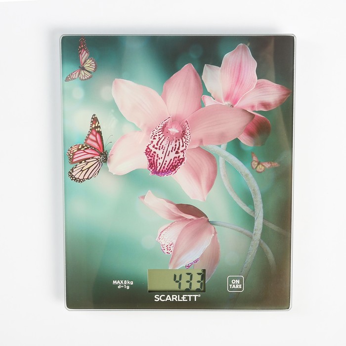 Весы кухонные Scarlett SC-KS57P31, электронные, до 8 кг, орхидея