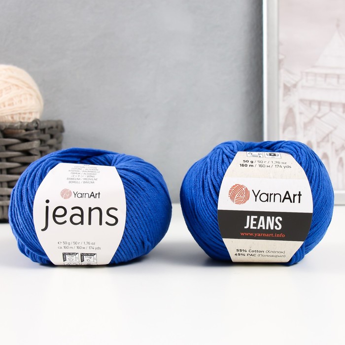 Пряжа Jeans 55% хлопок, 45% акрил 160м/50гр (47 василек) пряжа yarnart jeans 55 % хлопок 45 % акрил 50 г 160 м 2 шт 79 мята