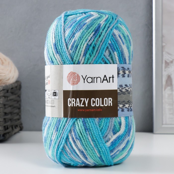Пряжа "Crazy color" 25% шерсть, 75% акрил 260м/100гр (98 принт)