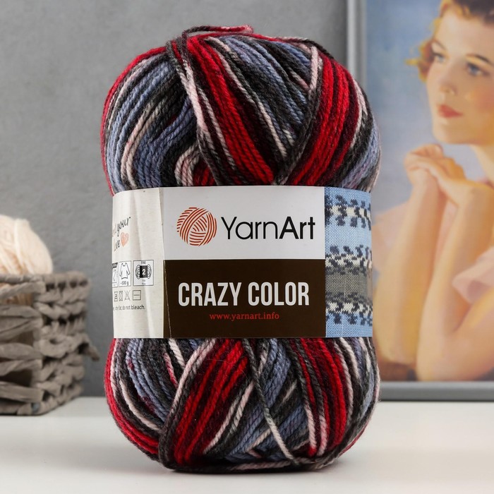 

Пряжа "Crazy color" 25% шерсть, 75% акрил 260м/100гр (164 принт)