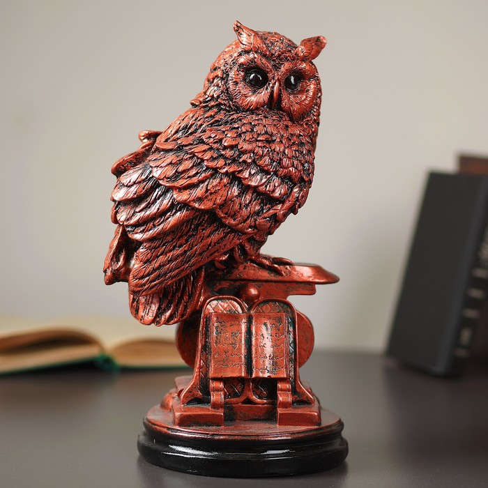 Статуэтка "Сова с книгой на подставке" 17х20х35см медь