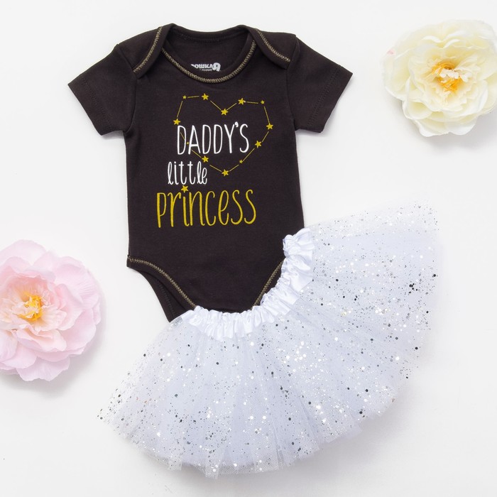 Набор детский Крошка Я "Daddy's princess" юбка и боди, рост 74-80 см (9-12 мес)